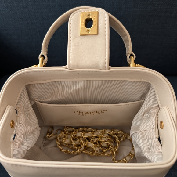 Chanel Mini Quilted Top-Handle Bag in Beige - Picture 5 of 6